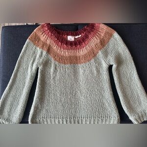 LOLA Chunky Knit Colorblock Sweater XL Cozy Pullover